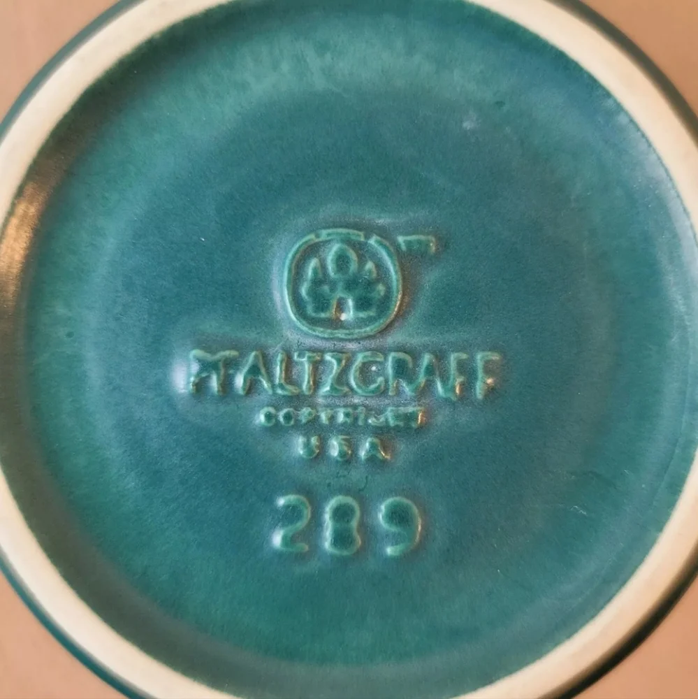 Pfaltzgraff Stoneware Mug Green Black Tribal Stripe Coffee Cup Abstract Retro 90